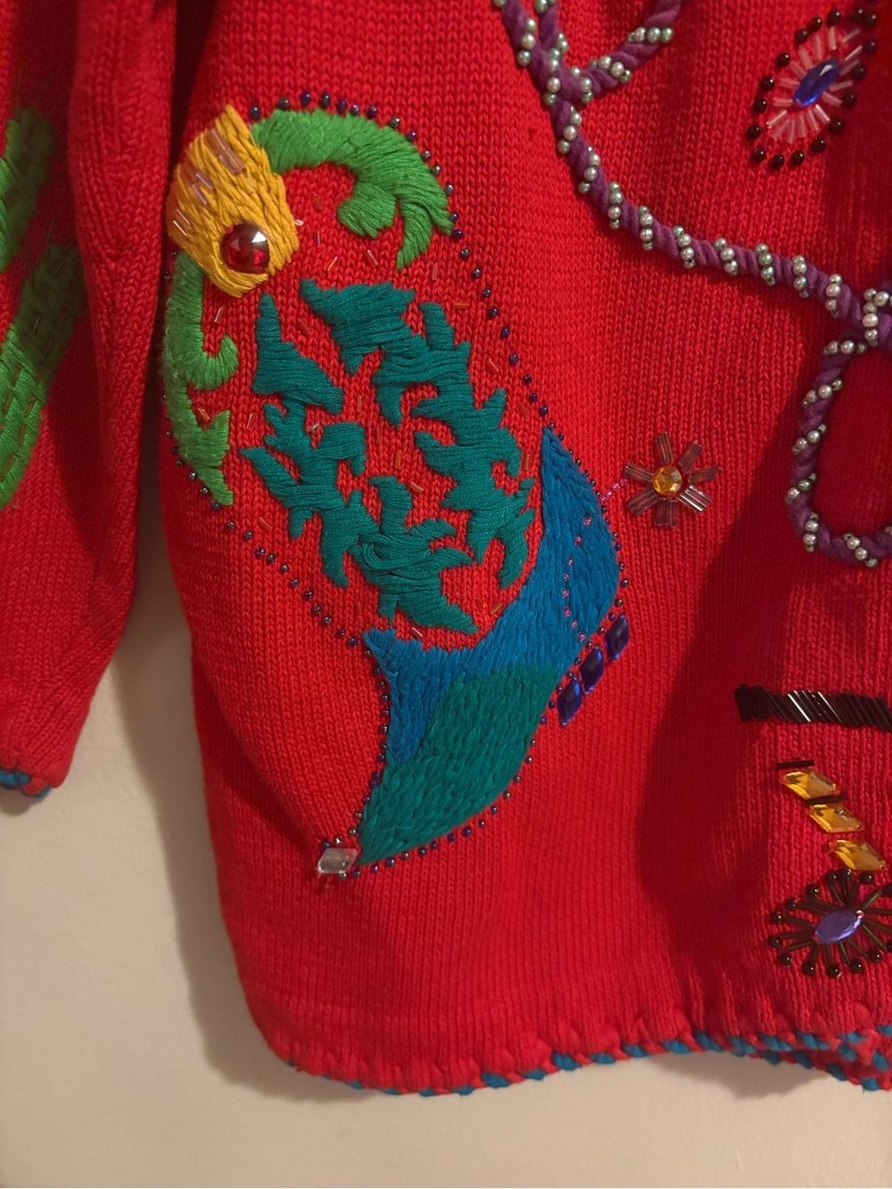 Vintage Western Beaded Cardigan Sweater X-Large Festival Stampede Cowgirl Music - Picture 9 of 12